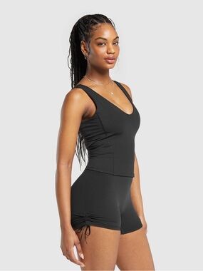 Charcoal Ruched V-Neck Tank - Activewear